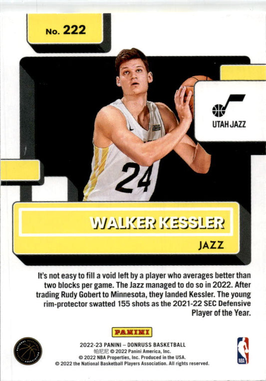 2022-23 Donruss #222 Walker Kessler Rookie Utah Jazz