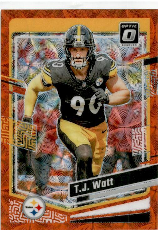 2023 Donruss Optic Orange Scope #166 T.J. Watt #/79 Pittsburgh Steelers