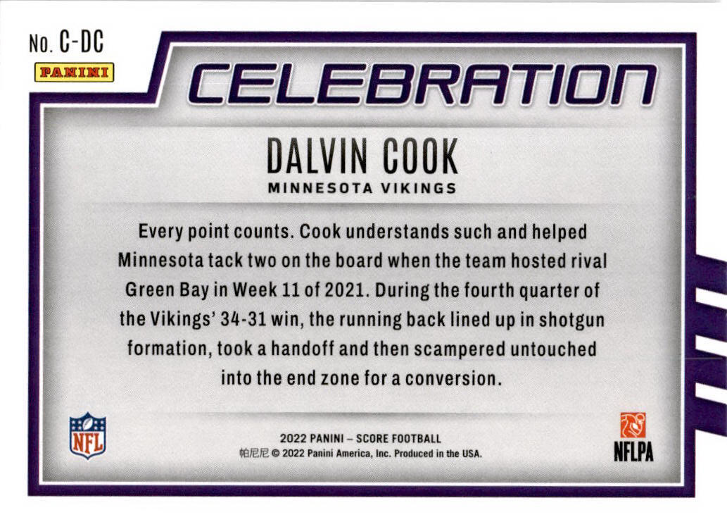 2022 Score Celebration #C-DC Dalvin Cook Minnesota Vikings