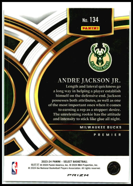 2023-24 Panini Select Orange Flash Prizms #134 Andre Jackson Jr. Rookie Bucks