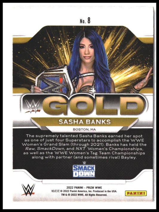 Sasha Banks #8 2022 Panini Prizm WWE WWE Gold