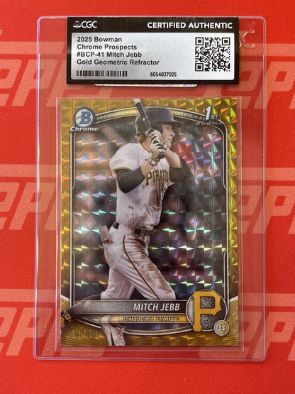 2025 Bowman Chrome Prospects Gold Geometric Refractor #BCP-41 Mitch Jebb Pirates