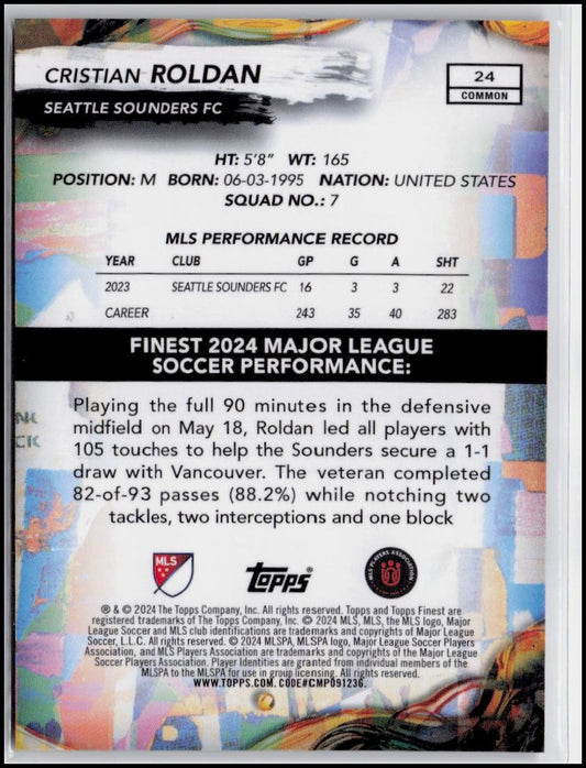 2024 Finest MLS #24 Cristian Roldan