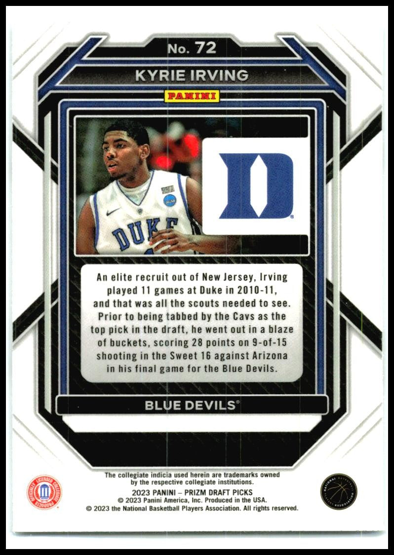 2023 Panini Prizm Draft Picks #72 Kyrie Irving Duke Blue Devils
