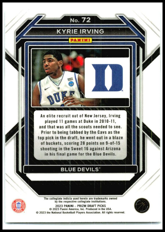 2023 Panini Prizm Draft Picks #72 Kyrie Irving Duke Blue Devils
