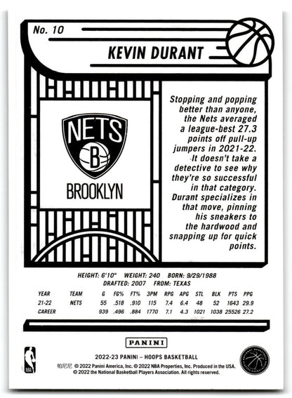 2022-23 Panini NBA Hoops Kevin Durant Brooklyn Nets #10