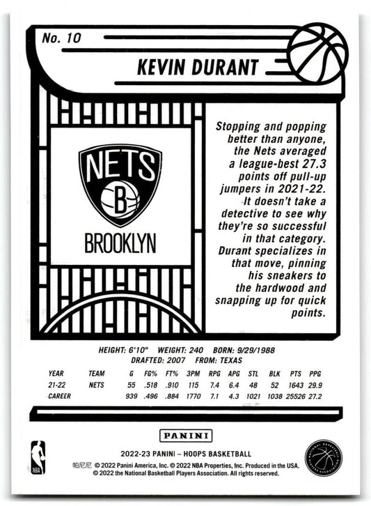 2022-23 Panini NBA Hoops Kevin Durant Brooklyn Nets #10
