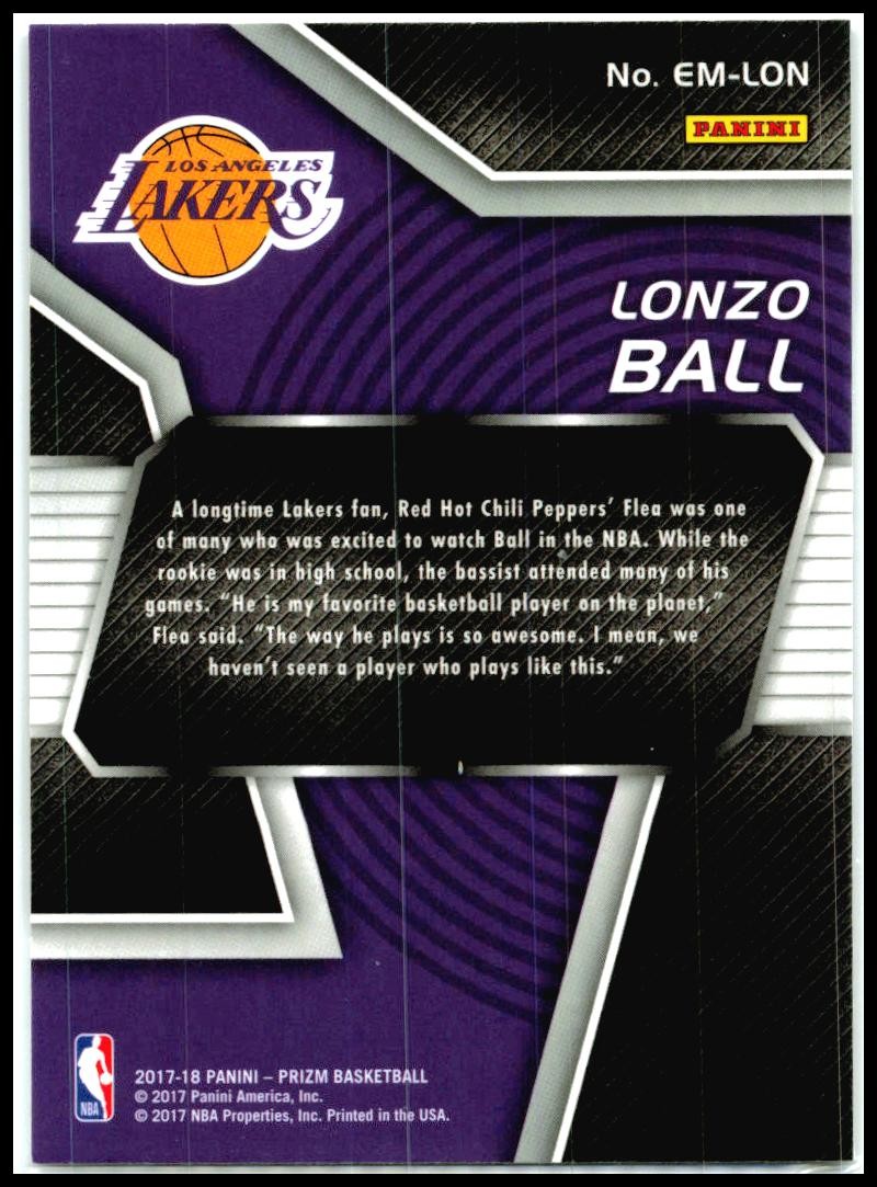 2017-18 Panini Prizm Emergent #EM-LON Lonzo Ball Los Angeles Lakers