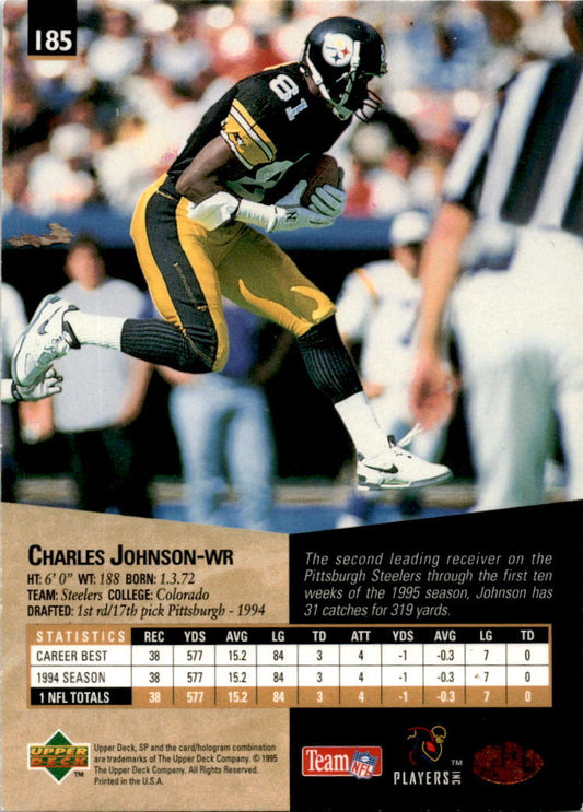 1995 SP #185 Charles Johnson Pittsburgh Steelers