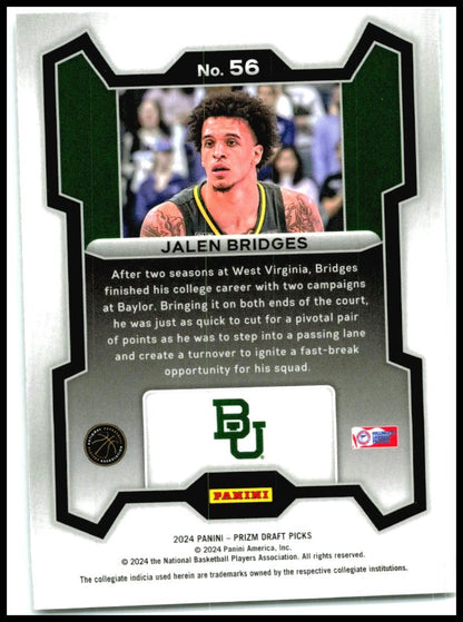 2024 Panini Prizm Draft Picks #56 Jalen Bridges Phoenix Suns