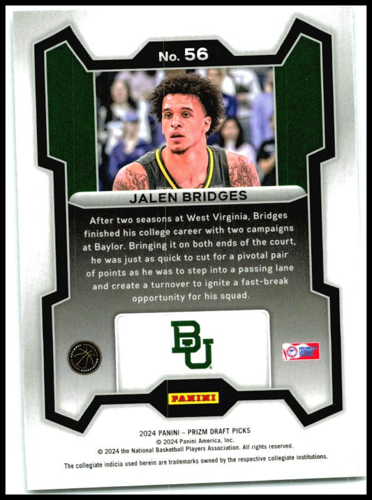 2024 Panini Prizm Draft Picks #56 Jalen Bridges Phoenix Suns