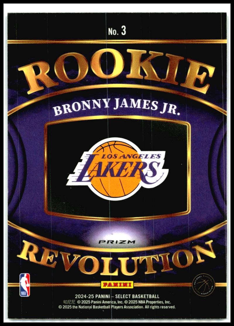 2024-25 Panini Select Rookie Revolution Silver Prizms #3 Bronny James Jr. Lakers
