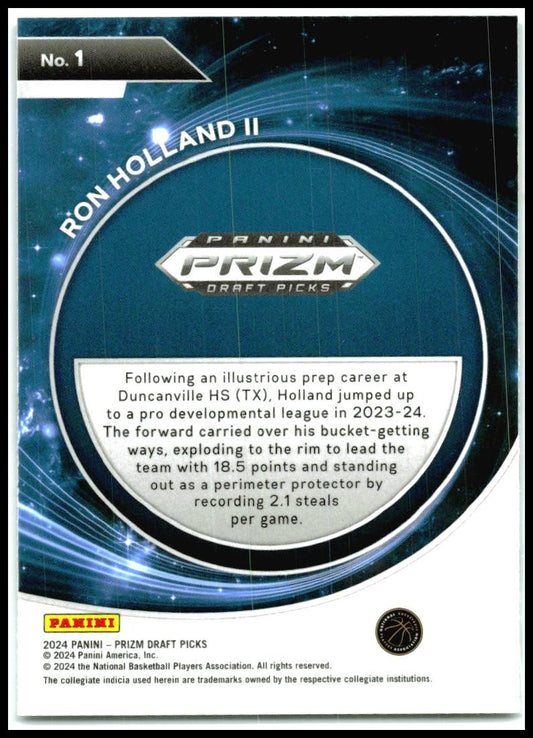 2024 Panini Prizm Draft Picks Student Orientation #1 Ron Holland II Piston