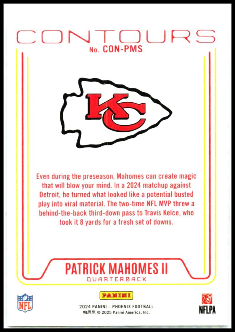 2024 Panini Phoenix Contours #CON-PMS Patrick Mahomes II Kansas City Chiefs