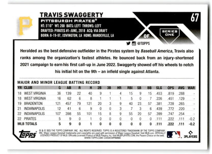 2023 Topps Travis Swaggerty Rookie Pittsburgh Pirates #67