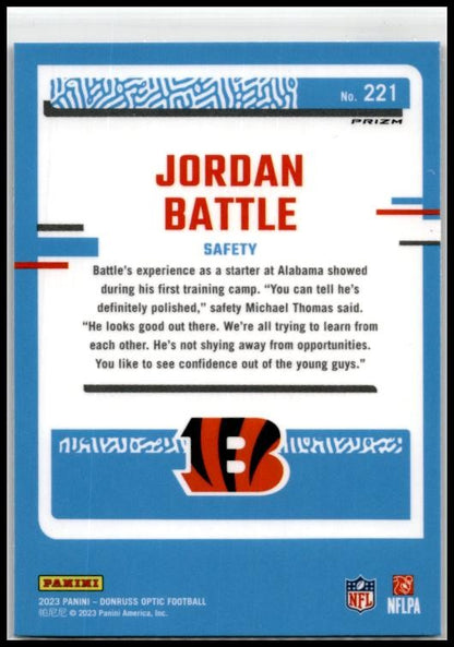 2023 Donruss Optic Purple Shock #221 Jordan Battle Rookie Cincinnati Bengals