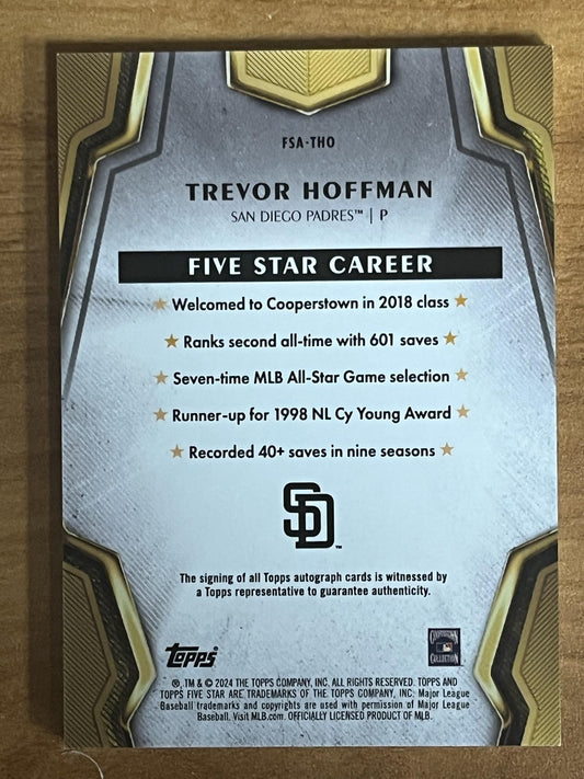 2024 Topps Five Star Orange Auto #/5 #FSA-THO Trevor Hoffman Auto Padres