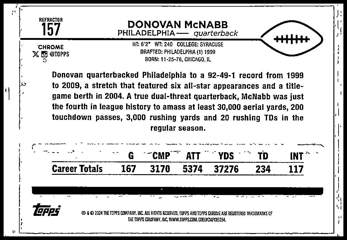 2024 Topps Chrome #157 Donovan McNabb Philadelphia
