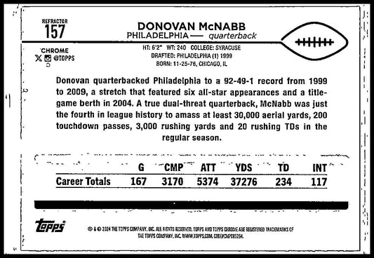 2024 Topps Chrome #157 Donovan McNabb Philadelphia