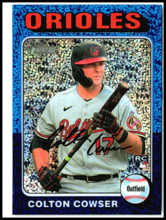 2024 Topps Heritage Chrome Blue Sparkle Refractor #388 Colton Cowser