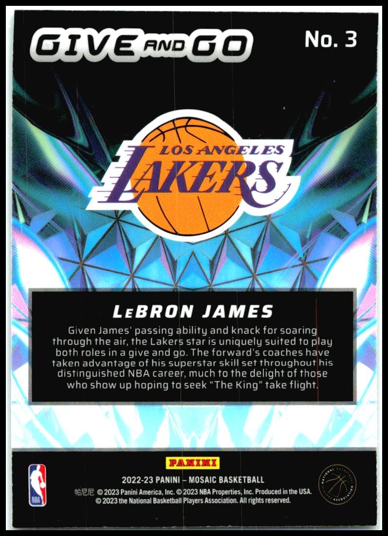 2022-23 Panini Mosaic Give and Go #3 LeBron James Los Angeles Lakers