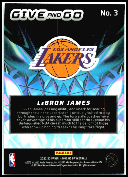 2022-23 Panini Mosaic Give and Go #3 LeBron James Los Angeles Lakers