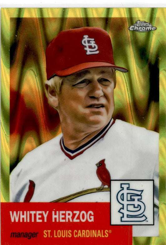 2022 Topps Chrome Platinum Anniversary Yellow RayWave #338 Whitey Herzog /250
