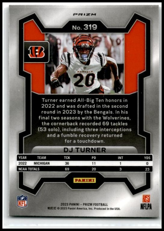 2023 Panini Prizm Green #319 DJ Turner Cincinnati Bengals
