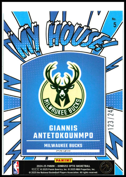 2024-25 Donruss Optic My House Hyper Green #5 Giannis Antetokounmpo Bucks