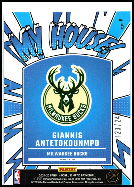2024-25 Donruss Optic My House Hyper Green #5 Giannis Antetokounmpo Bucks