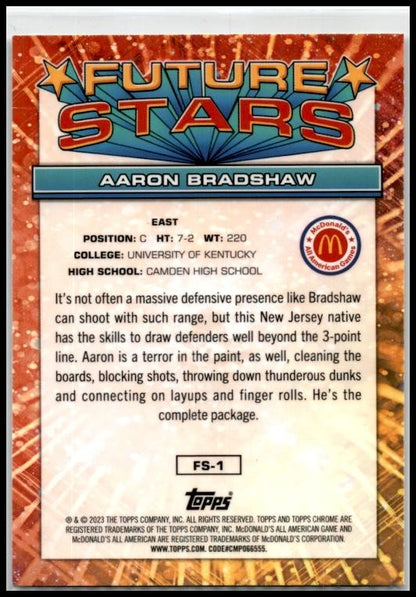 2023 Topps Chrome McDonald's All American Future Stars #FS-1 Aaron Bradshaw