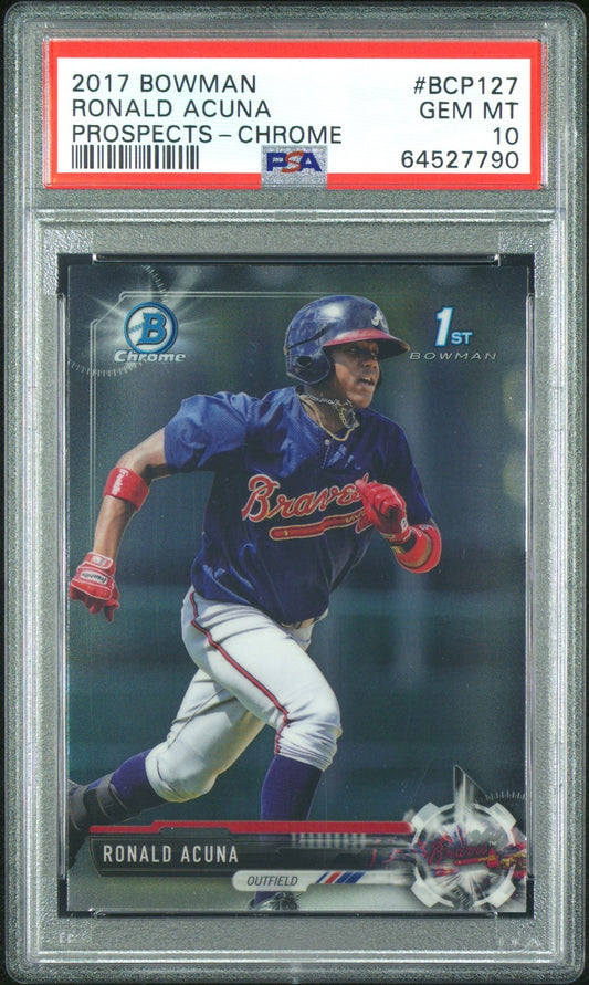 2017 Bowman Prospects Prospects-Chrome #BCP127 Ronald Acuna Braves PSA 10