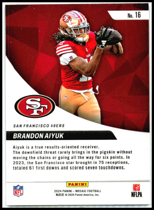 2024 Panini Mosaic Elevate #16 Brandon Aiyuk San Francisco 49ers