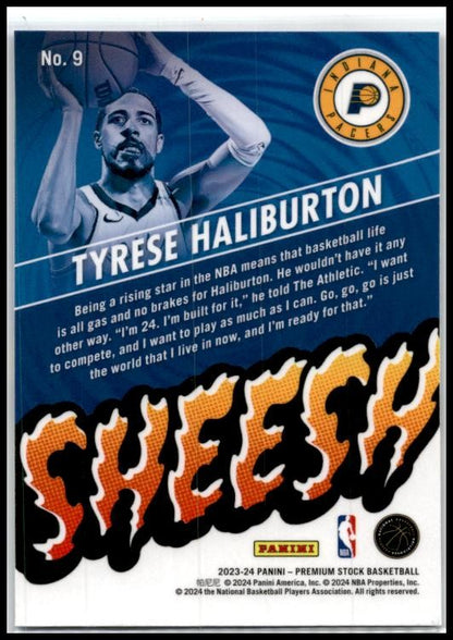 2023-24 Hoops Premium Stock Sheesh #9 Tyrese Haliburton Indiana Pacers