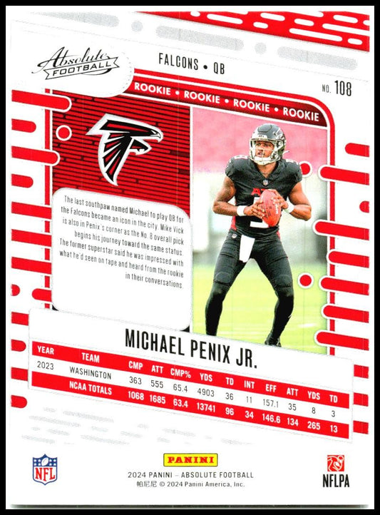 2024 Panini Absolute #108 Michael Penix Jr. Atlanta Falcons