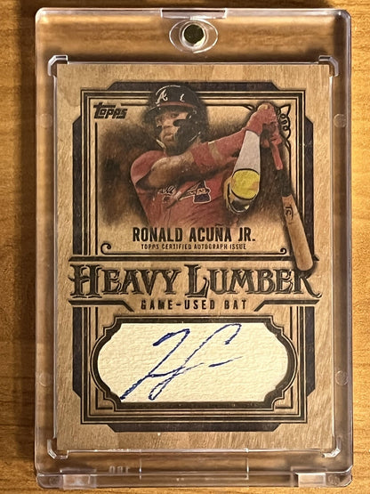 2025 Topps Heavy Lumber Autograph Relics #HLAR-RAJ Ronald Acuña Jr. Auto Braves