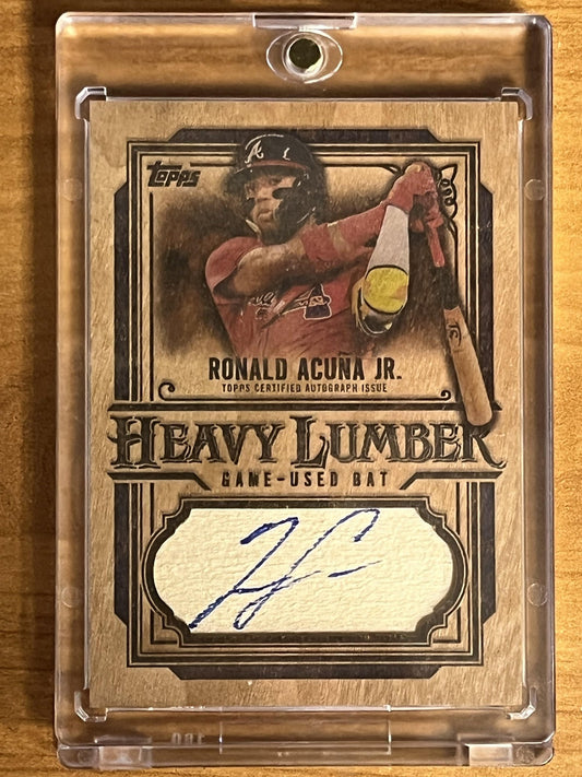 2025 Topps Heavy Lumber Autograph Relics #HLAR-RAJ Ronald Acuña Jr. Auto Braves