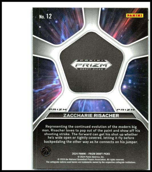 2024 Panini Prizm Draft Picks Deep Space Prizms Silver #12 Zaccharie Risacher