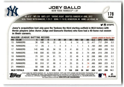 2022 Black & White RayWave Refractor Joey Gallo New York Yankees #178