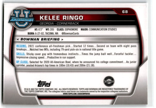 2022 Bowman University Chrome Kelee Ringo Georgia Bulldogs #68