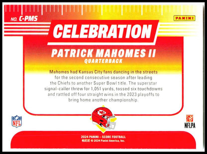 2024 Score Celebration #C-PMS Patrick Mahomes II Kansas City Chiefs