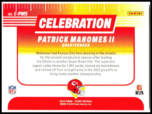 2024 Score Celebration #C-PMS Patrick Mahomes II Kansas City Chiefs