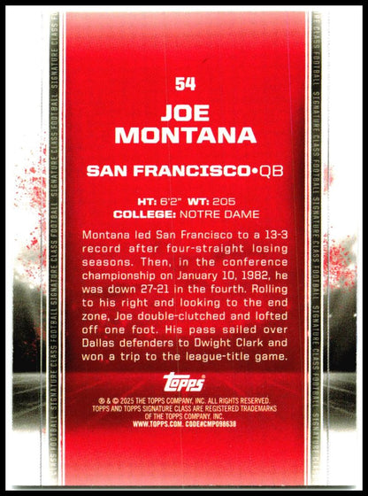 2024 Topps Signature Class #54 Joe Montana San Francisco 49ers