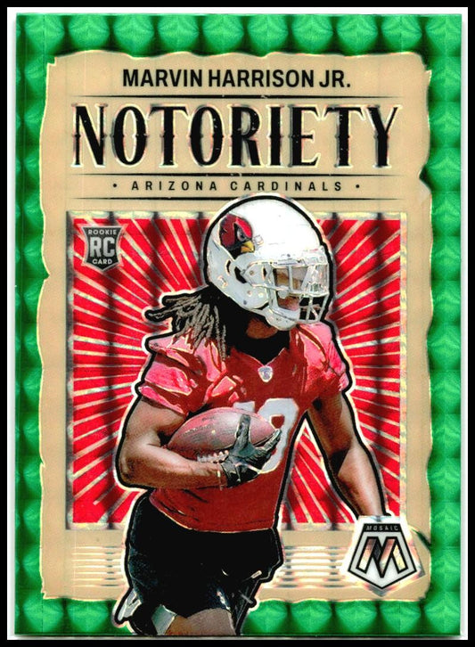 2024 Mosaic Notoriety Mosaic Green #22 Marvin Harrison Jr. Arizona Cardinals