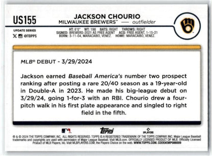 2024 Topps Update #US155 Jackson Chourio Milwaukee Brewers
