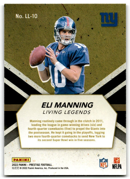 2022 Panini Prestige Living Legends Eli Manning New York Giants #LL-10