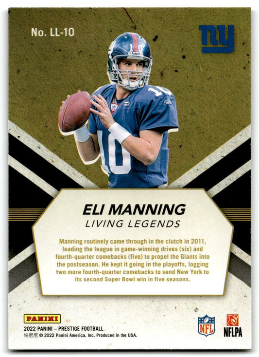 2022 Panini Prestige Living Legends Eli Manning New York Giants #LL-10