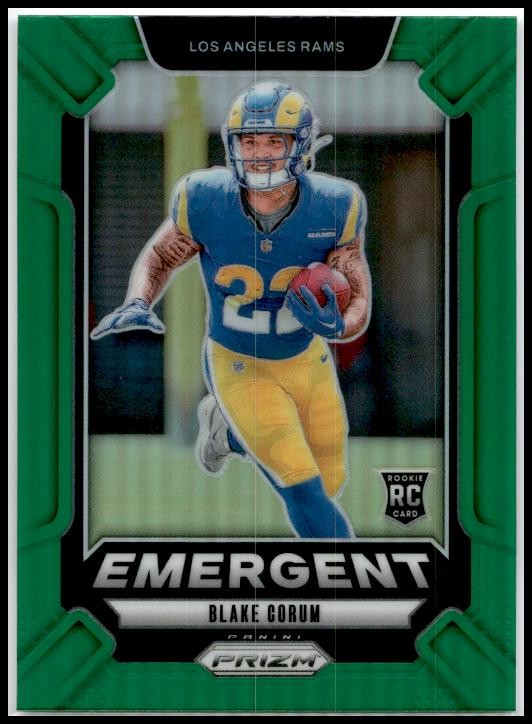 2024 Panini Prizm Emergent Green Prizm #10 Blake Corum Los Angeles Rams