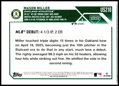 2023 Topps Update #US210 Mason Miller Oakland Athletics