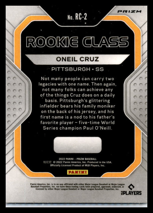 2022 Panini Prizm Silver #RC-2 Oneil Cruz Pittsburgh Pirates